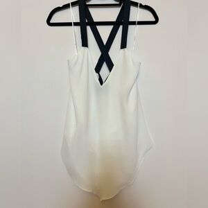 Zara White Camisole with Black Cross-Back Straps